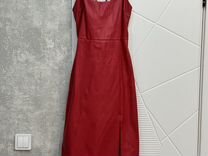 Платье Zara красное из экокожи L