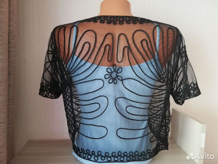 Жакет болеро черный ажурный 44 46