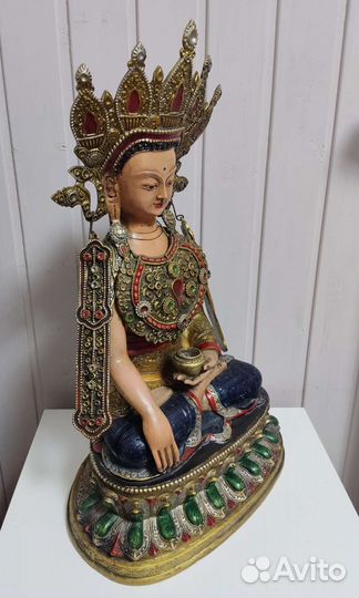 Большая старинная статуэтка Будды Шакьямуни