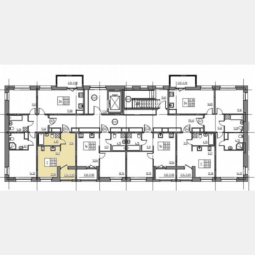 Квартира-студия, 24,7 м², 12/12 эт.