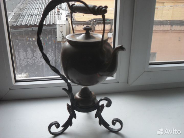 Медный чайничек с подогревом(бульотка)