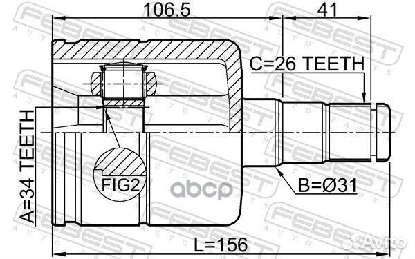 Шрус внутренний левый 34x31x26 volkswagen tigua