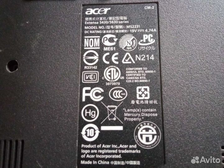 Aser ms2231 без памяти и hdd