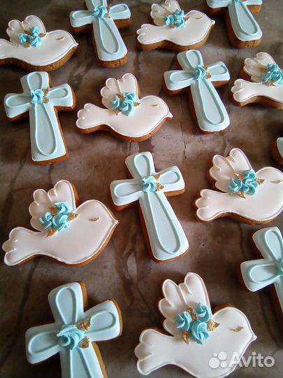 Имбирные пряники, крещение, на торт, в подарок