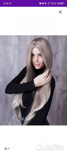 Парик из натуральных волос блонд длинные волосы