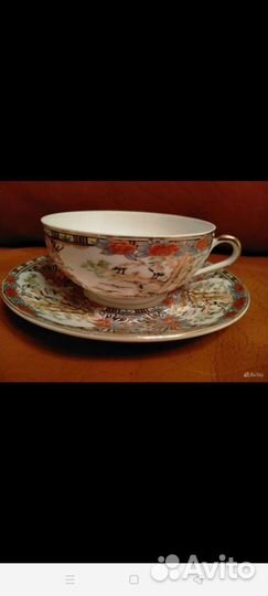 Фарфоровые чайные пары с подставкой. Китай