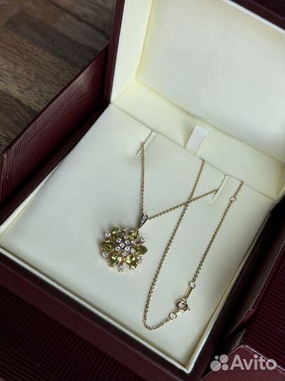 Подвеска Желтое золото 750 Бриллианты и Хризолиты