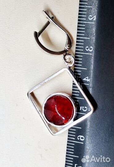 Серебряные серьги с натуральным янтарём