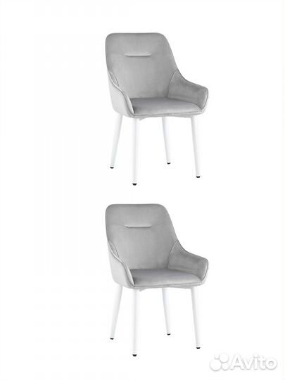 Стул Диана велюр серебристый ножки белые 2 шт