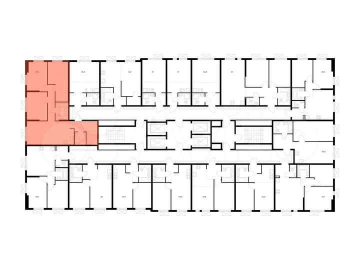 3-к. квартира, 79,6 м², 13/24 эт.