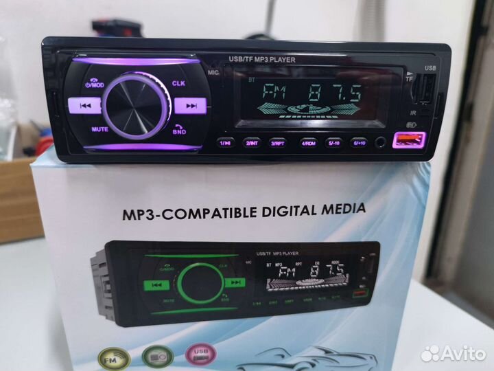 Магнитола 1-DIN c Bluetooth,сменная подсветка