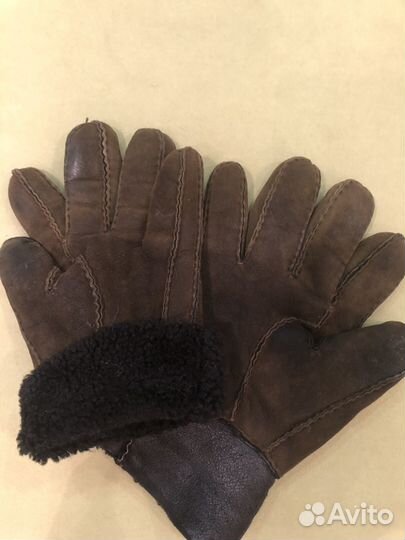 Мужские кожаные перчатки зимние с мехом