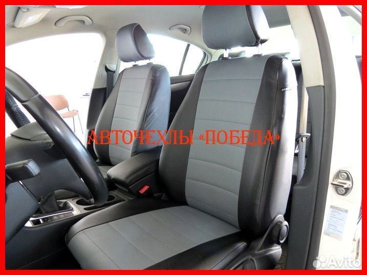 Чехлы Volkswagen Passat B7 из экокожи чёрно-серые