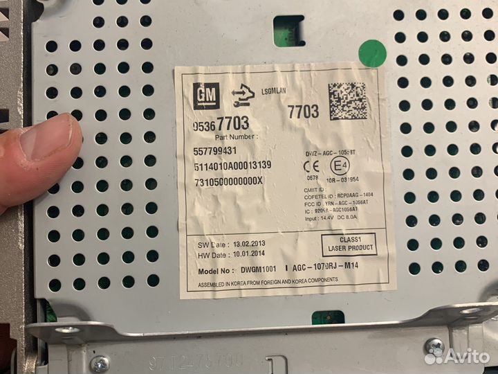 Штатная магнитола chevrolet cruze