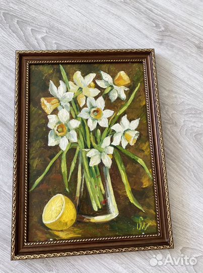 Картина масло холст “нарциссы»