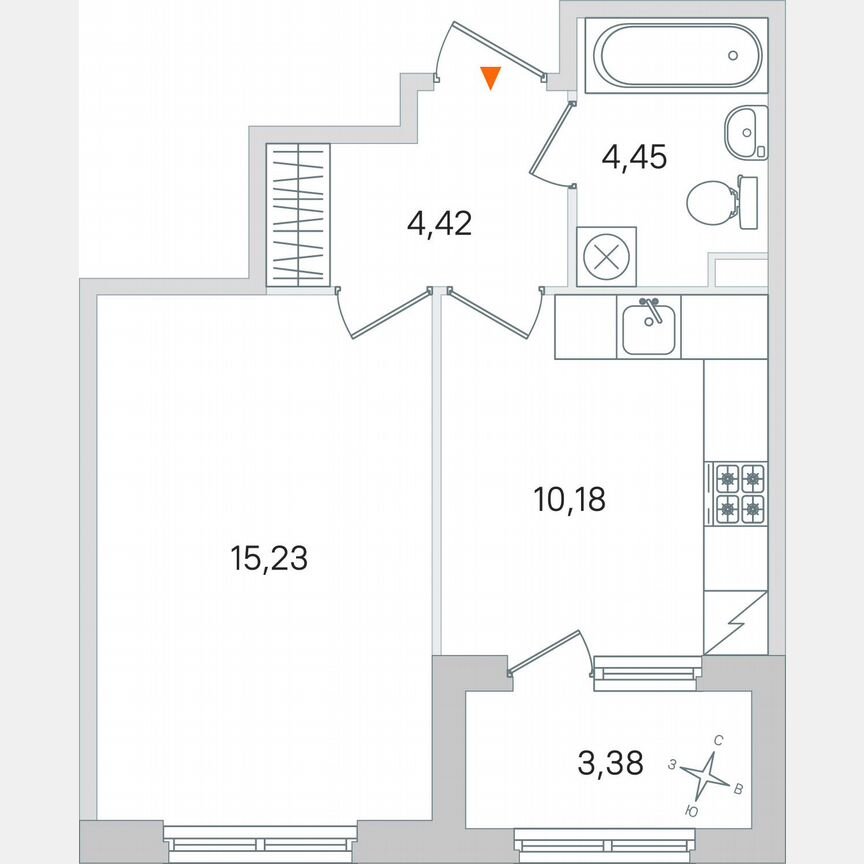 1-к. квартира, 36 м², 1/4 эт.