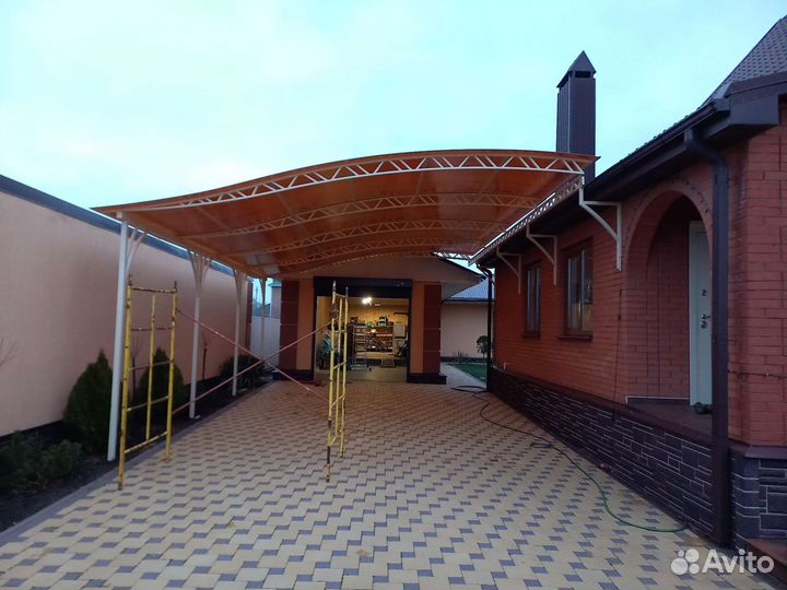 Навесы из поликарбоната заборы ворота гаражи