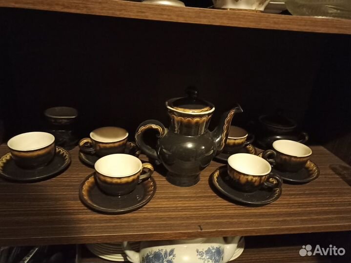 Чайный сервиз СССР Обливной фаянс. Керамика «зик»