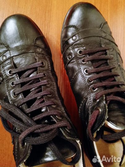 Туфли кроссовки мужские кожаные черные 42 размер