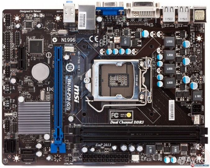 Материнская плата 1155 MSI H61M-P20 G3 до i7 3770