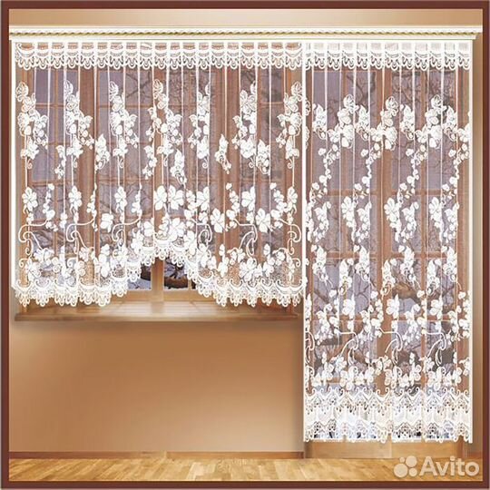 Комплект тюли со шторной лентой, 170х240 см, 255х1