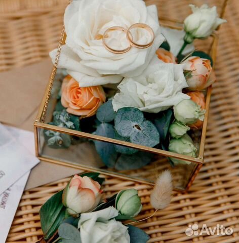 Шкатулка для колец свадебная квадратная стеклянная