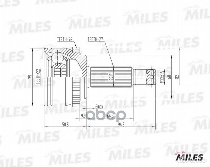 Шрус hyundai I30/KIA ceed 1.4-1.6 06- нар. (ABS
