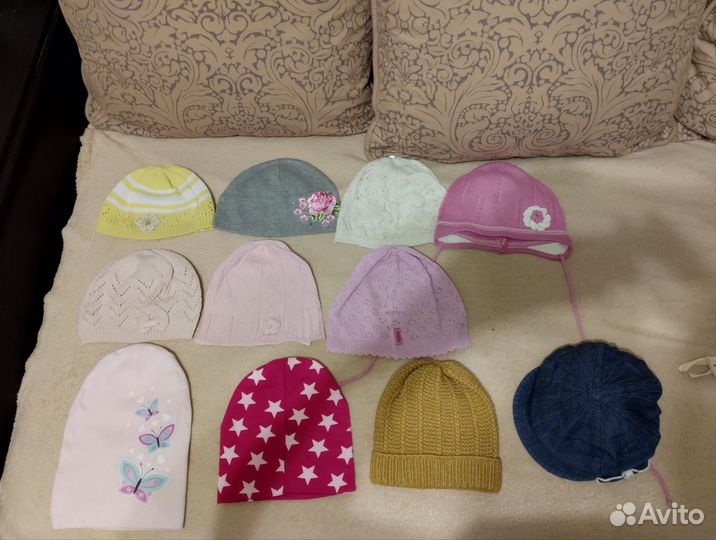 Теплые и тонкие шапочки, панамка, кепки на девочку
