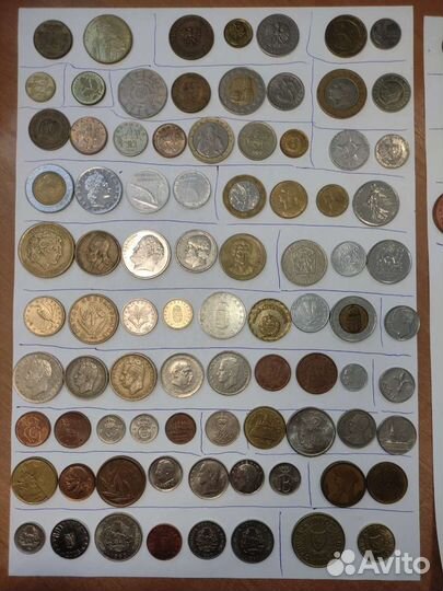 Монеты коллекция 116 шт 40 стр без повторов иностр