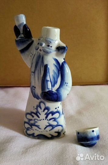 Штоф и стопки (8 шт.). Гжель. Винтаж. СССР