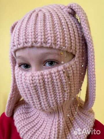 Балаклава вязаная с ушками