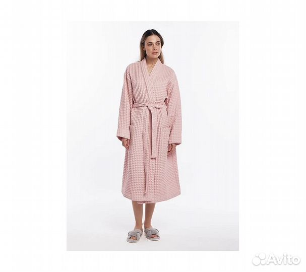 Халат вафельный женский Home One пыльная роза 56-5