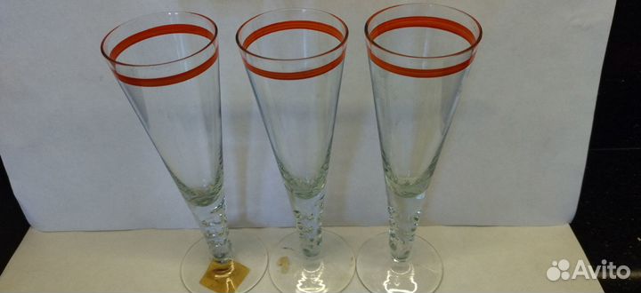 Шампанки,фужеры, стекло, 3шт одним лотом СССР Попа