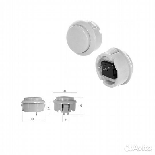 1 шт Переключатель кнопочный RC-1009-30-W 12 В 12