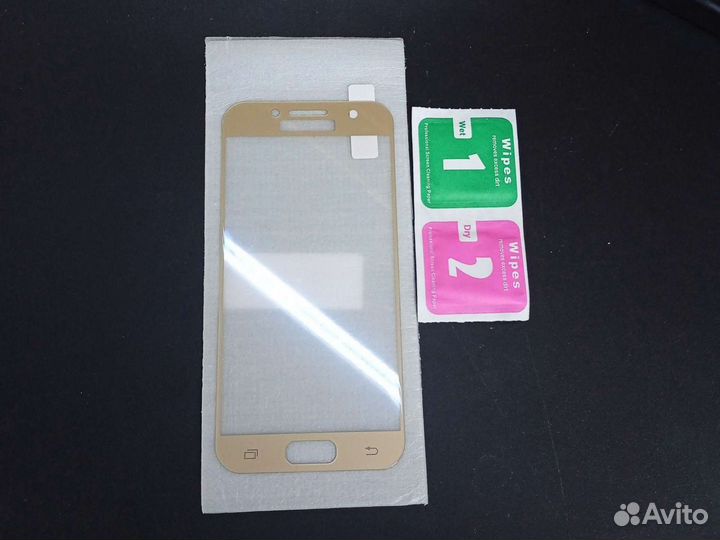 Защитное стекло samsung A3 2017 золотое