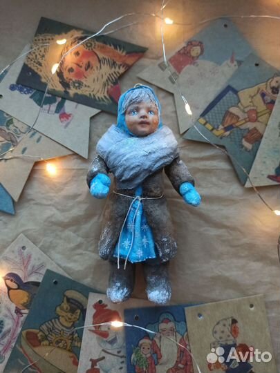 Ватная ёлочная игрушка снегурочка