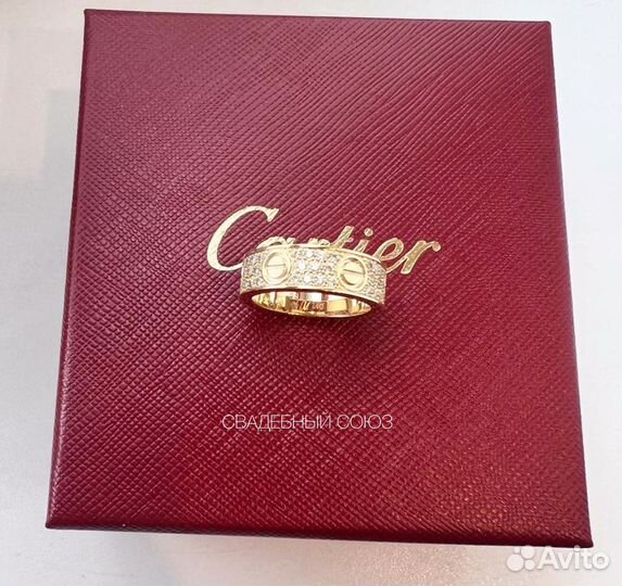 Золотое кольцо Cartier Love 585 с брил. 0.73 ct