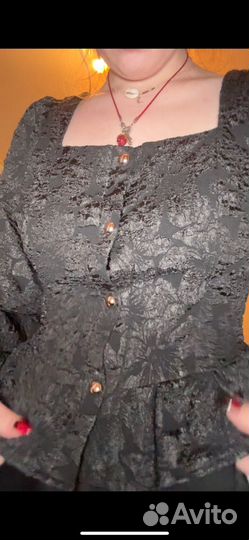 Черная жаккардовая блузка