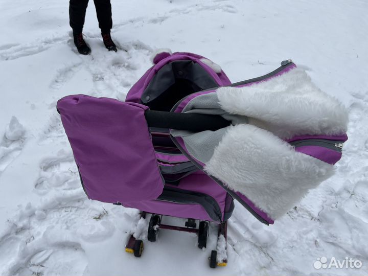 Санки коляска с выдвижной колесной базой