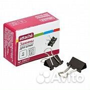 Зажим для бумаг 15мм, 12шт/уп, чёрный, Attache, 50