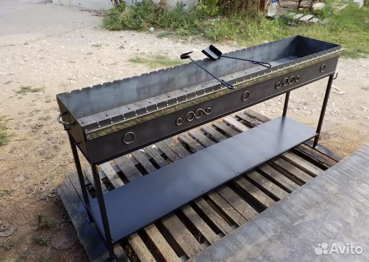 Мангал с печью под казан 170х46х20 см 4 мм сталь