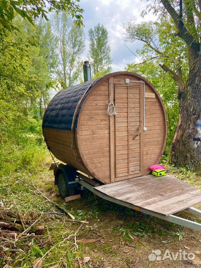 Баня бочка на колесах
