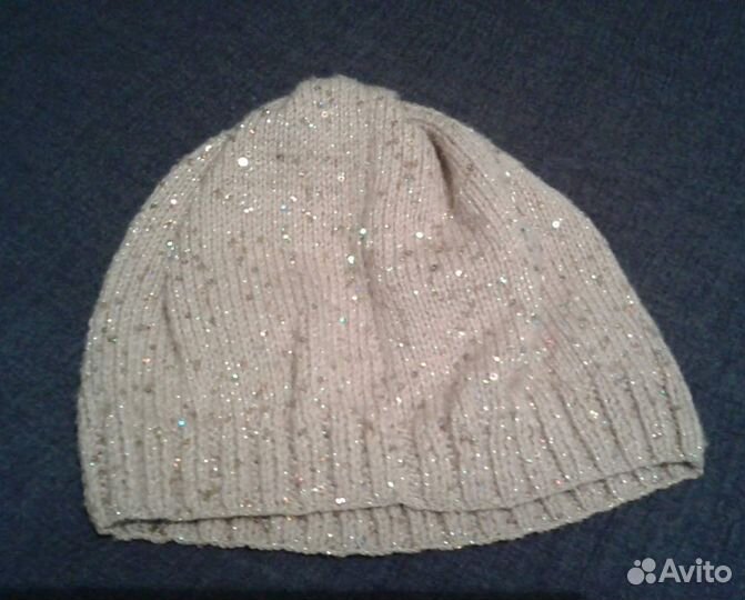 Женская шапка, шерсть+пайетки, р 56