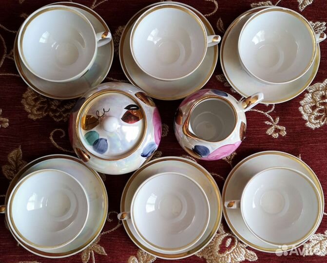 Чайный сервиз Дулево, Агашки, Красная Роза