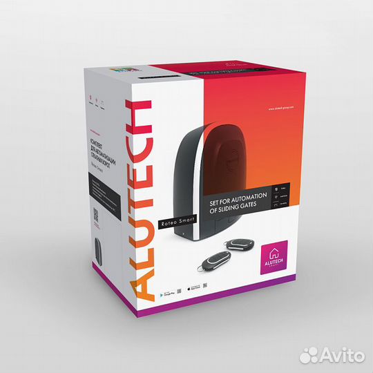 Умный привод для откатных ворот Alutech Roteo RTO-1000mkit-Sm + рейка ROA8 (5 шт.)