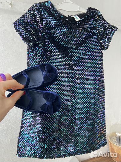 Нарядное платье + бархатные туфельки (98)