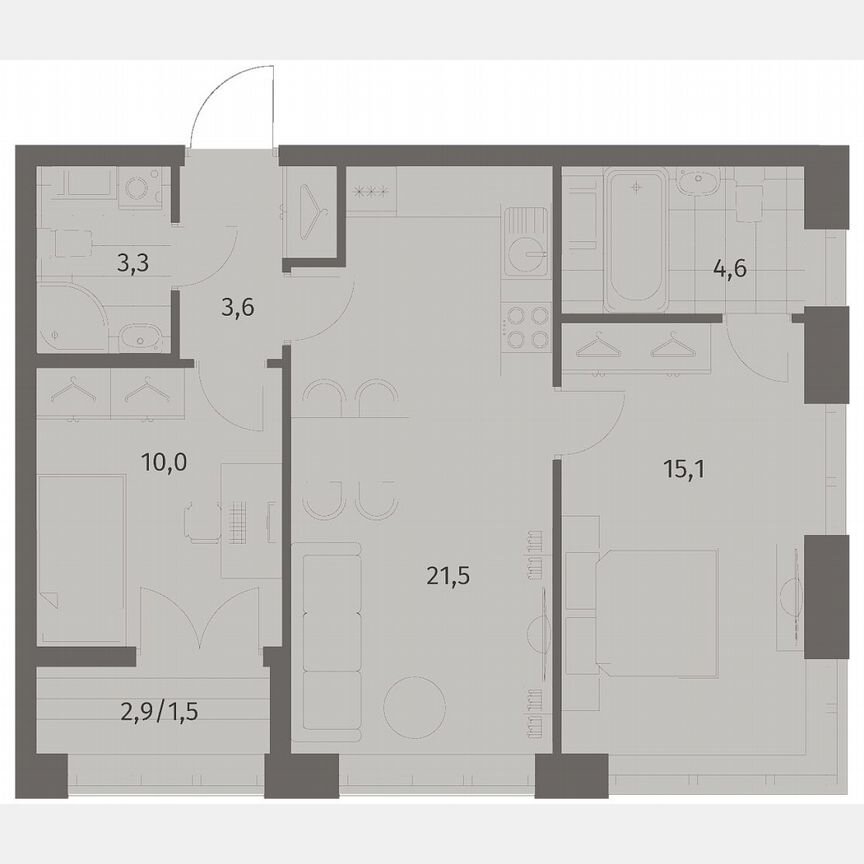 2-к. квартира, 59,6 м², 5/11 эт.
