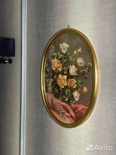Картина овальная. Холст, масло. Италия. Винтаж
