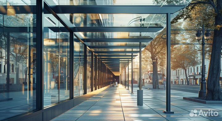 Стеклянные козырьки по индивидуальному дизайну