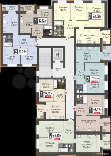 1-к. квартира, 39,3 м², 9/10 эт.